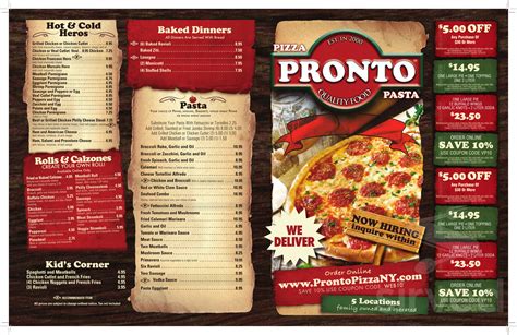So next time you need great Italian food pronto call us and let us show you what all out customers say. . Pronto pizza staten island menu